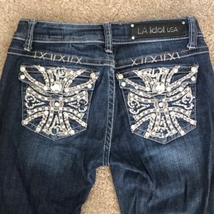 LA Idol Bling Pocket Bootcut Jeans